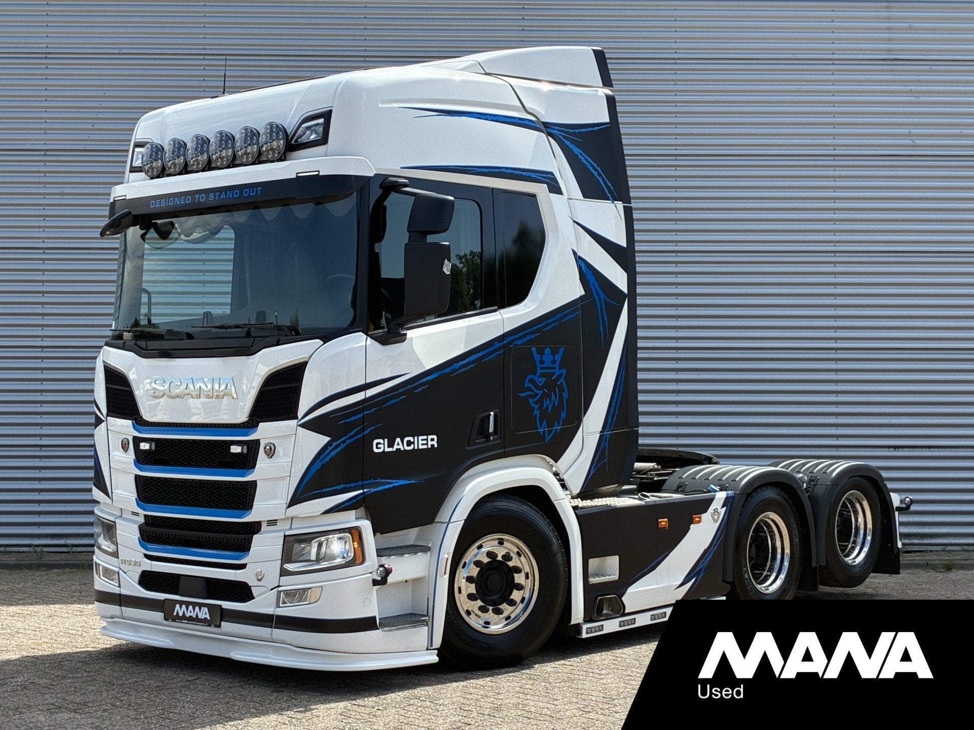 Scania R530 V8 6x2 LL Glacier SHOWTRUCK // BUFFL opbouw - Re, Autos, Camions, Cuir, Achat, Intérieur cuir, 390 kW