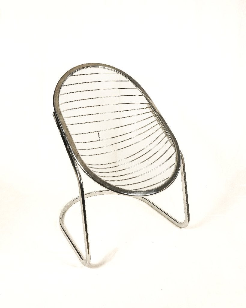 Fauteuil Egg Gastone Rinaldi Chrome des années 70, Enlèvement ou Envoi