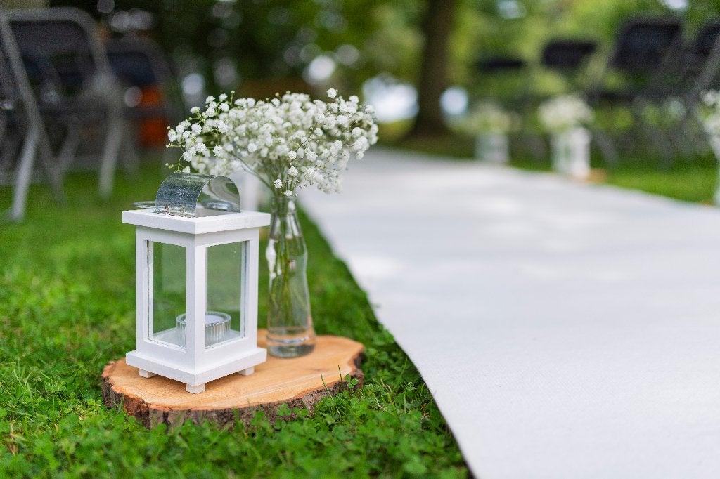 8 kleine witte windlichtjes / lantaarns, Huis en Inrichting, Ophalen, Gebruikt, Lantaarn, Wit