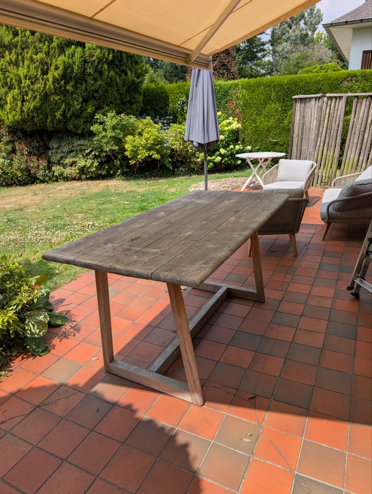 Tuintafel teak hout, Tuin en Terras, Tuintafels, Ophalen, Gebruikt, Rechthoekig, Teakhout