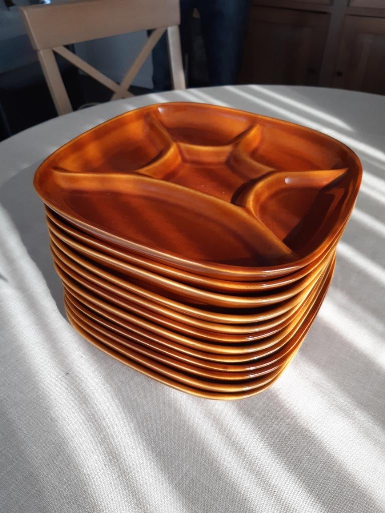 12 Fondue borden retro BOCH, Huis en Inrichting, Ophalen, Zo goed als nieuw, Bord(en), Overige stijlen