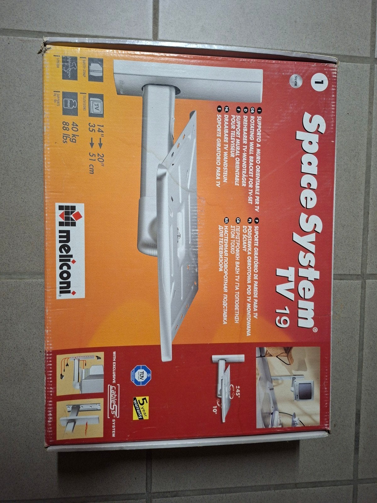 Meliconi Space System TV 19 Draaibare wandsteun, Ophalen, Nieuw