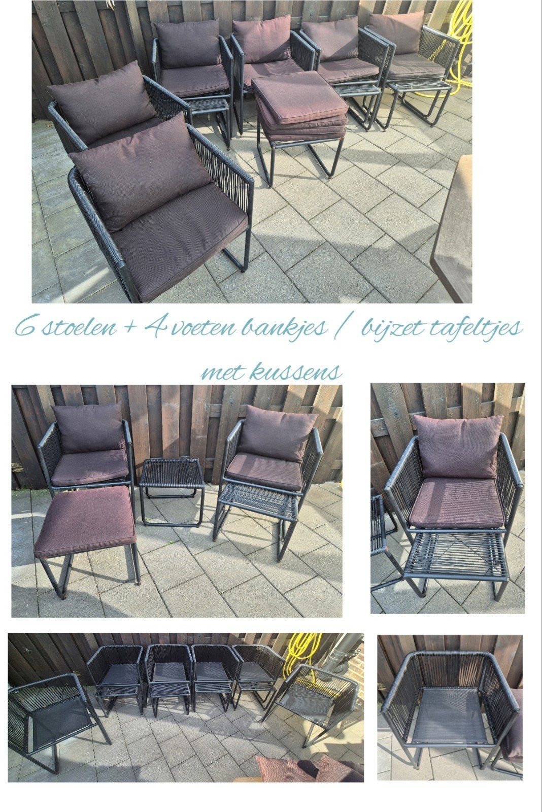 ensemble de chaises de jardin avec poufs et tables avec cous, Enlèvement, Utilisé, Sets de jardin