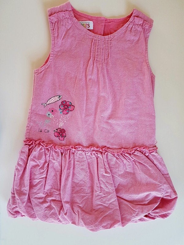 LA COMPAGNIE DES PETITS Robe rose, poisson, fleurs T.18 mois, Kinderen en Baby's, Gebruikt, Meisje, Jurkje of Rokje, Ophalen of Verzenden