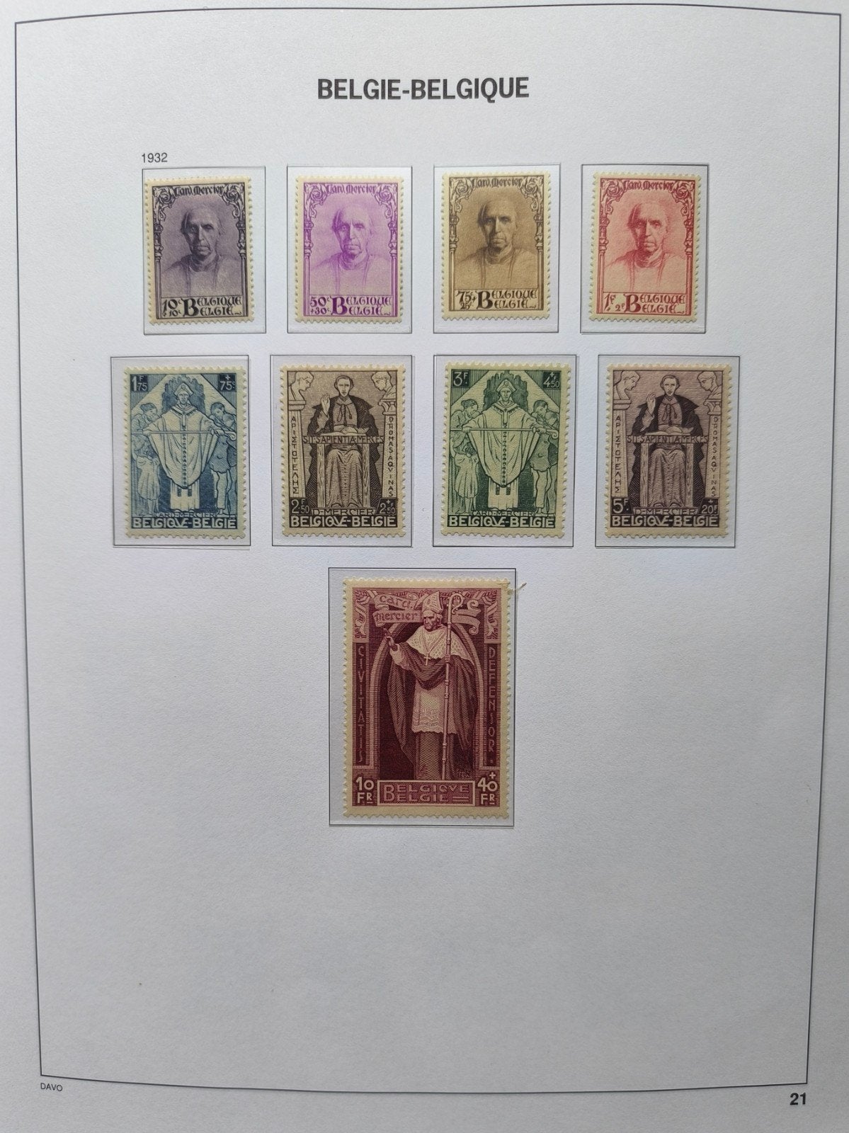 Cardinal Mercier avec certificat**, Timbres & Monnaies, Neuf, Enlèvement ou Envoi, Non oblitéré, Gomme originale