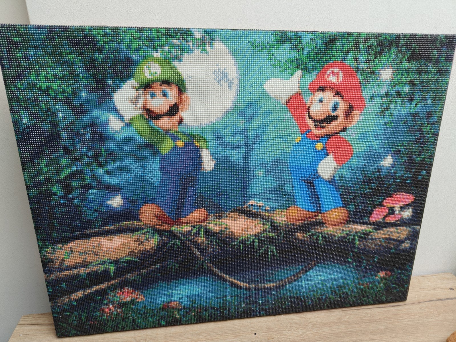 Peinture au diamant Mario & Luigi, Comme neuf, Enlèvement, Création originale, 50 à 75 cm