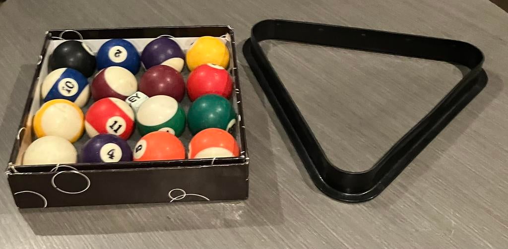 Pool Biljart ballen + rack, Ophalen of Verzenden, Zo goed als nieuw