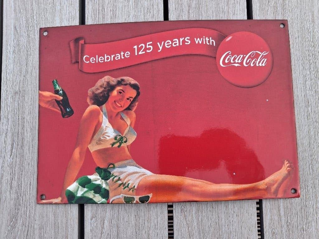 Coca-cola kader 125 years, Ophalen, Gebruikt, Reclamebord