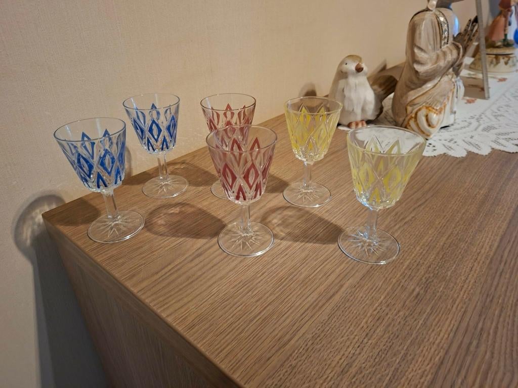 6 Vintage wijnglazen, Ophalen of Verzenden