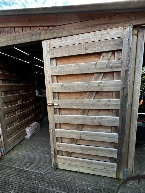 houten tuinhuis, Jardin & Terrasse, 200 à 400 cm, Enlèvement, Utilisé, 500 cm ou plus