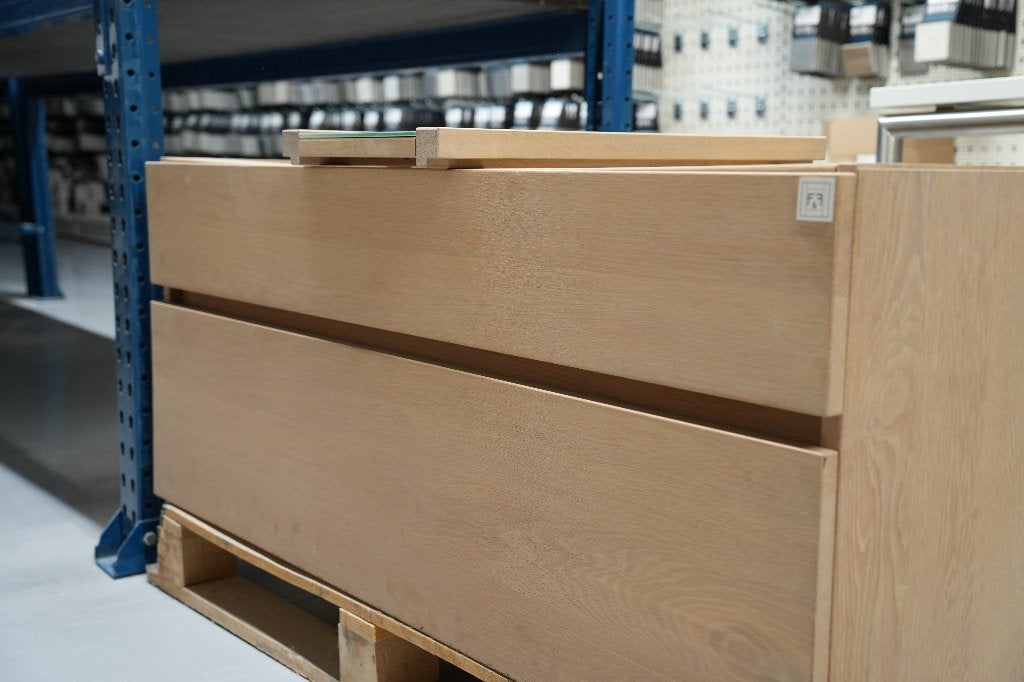 Houten massief Badkamermeubel, Huis en Inrichting, Badkamer | Badkamermeubels, Zo goed als nieuw, Wastafelkast, Minder dan 100 cm