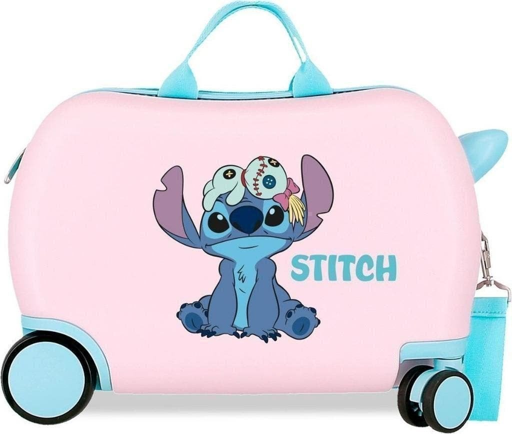 ABS Stitch Ride-On Kinderkoffer Roze - Gratis Verzending, Wieltjes, Hard kunststof, Nieuw, Minder dan 50 cm