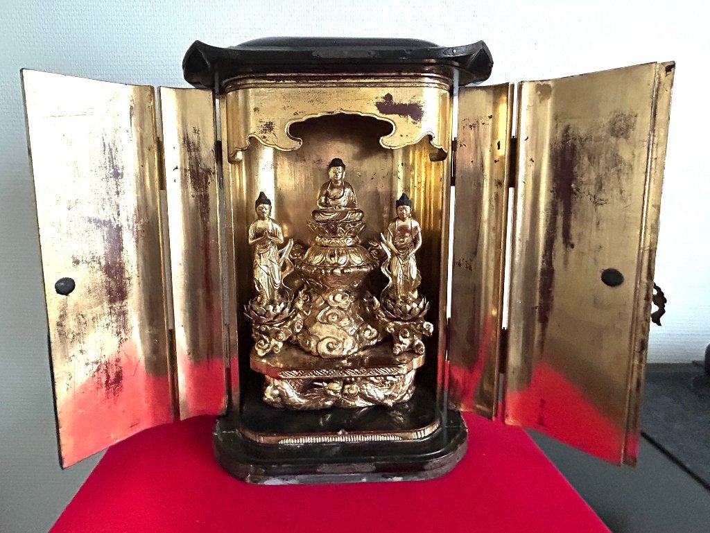 Autel Bouddha Shinto en Bois et Laque - Japon - Période Edo, 38 cm, Japon, Bois, Objet rituel