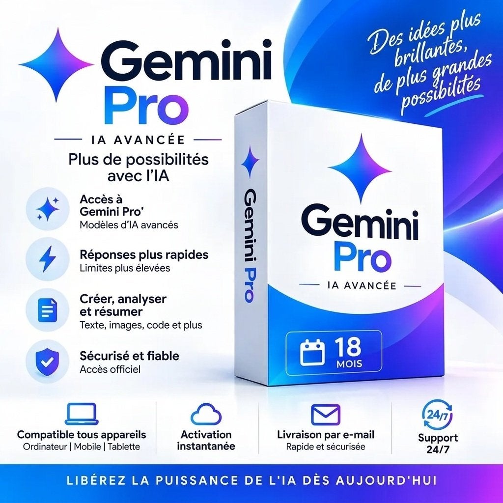 Abonnement IA Gemini Pro (18 mois), Envoi, Neuf, Autre