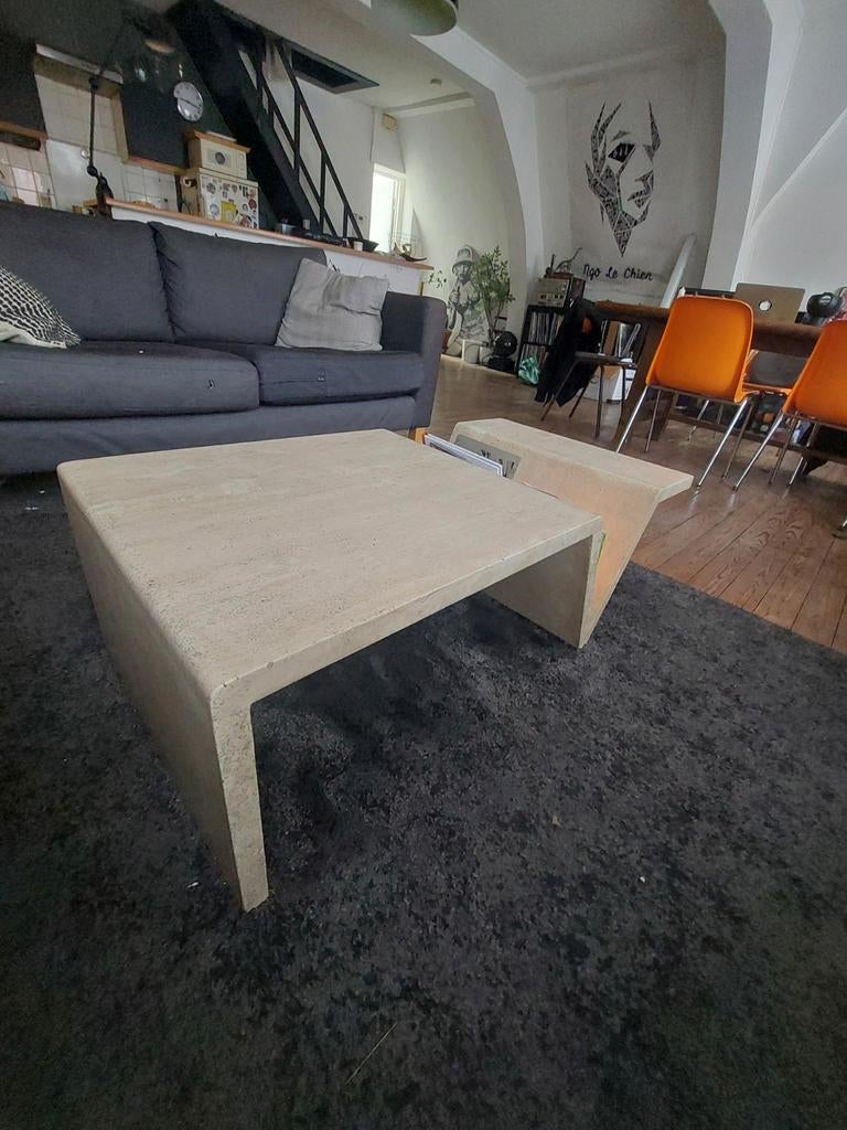 Table basse en travertin-design minimaliste-style années 70, Enlèvement