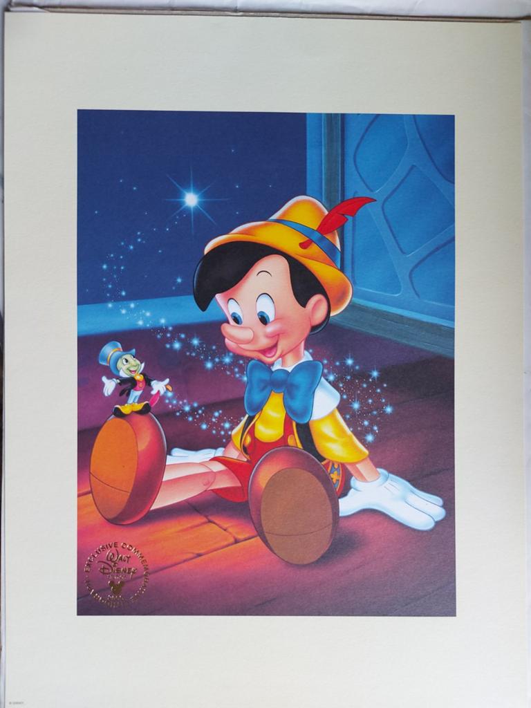 Lithographie Disney 2 pièces 2000 Pinokio et Aristochats, Enlèvement ou Envoi, Comme neuf, Image ou Affiche