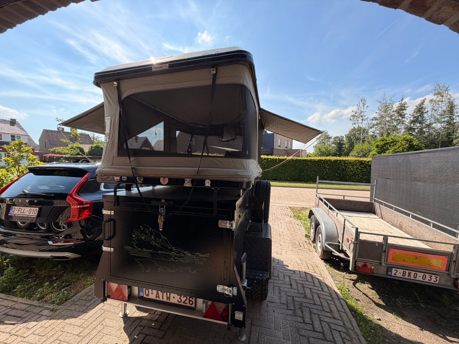 Off road bagage trailer met daktent, Ophalen, Zo goed als nieuw