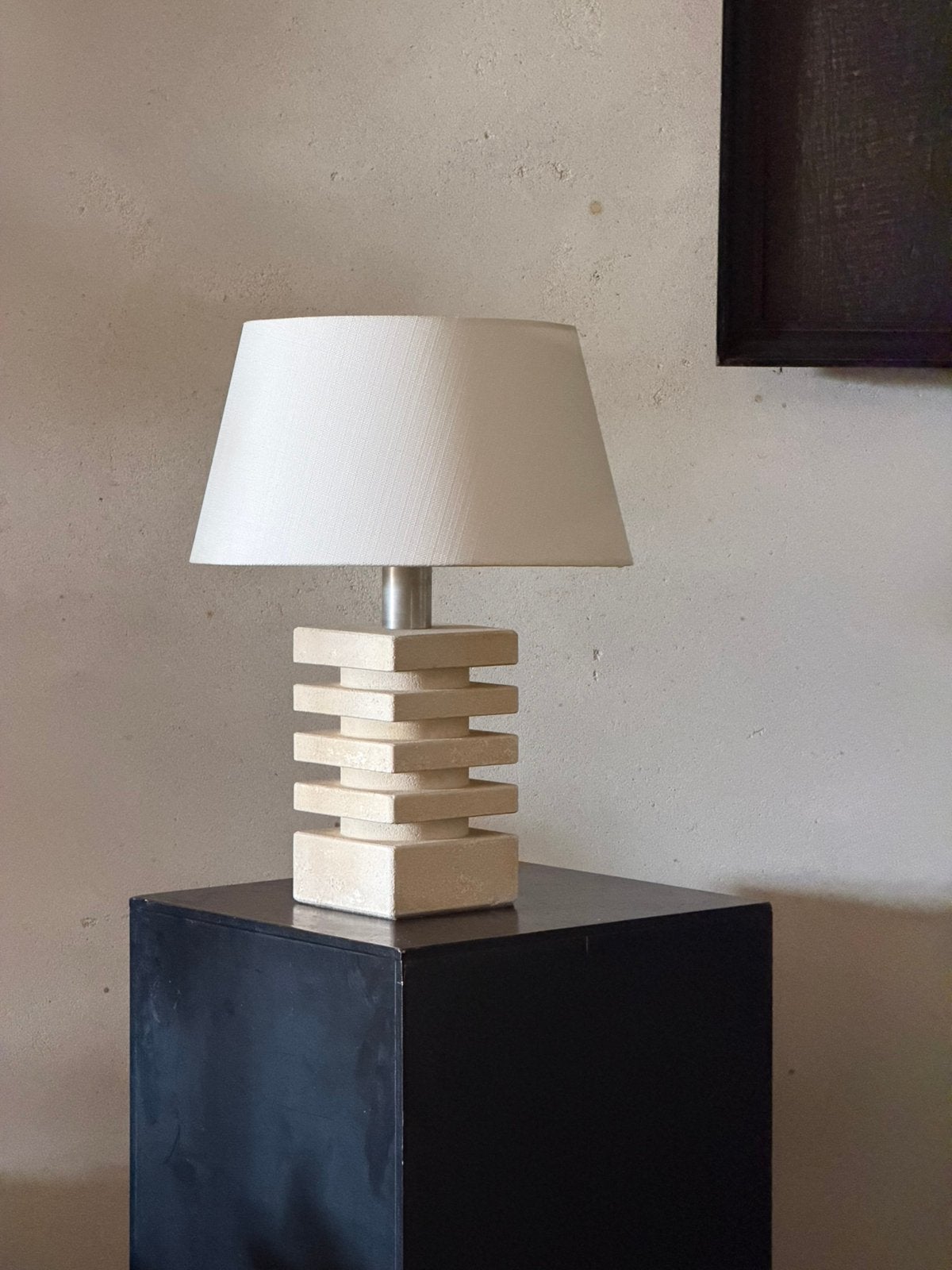 Lampe de table vintage en pierre française blanche, Maison & Meubles, Enlèvement, Comme neuf, Vintage
