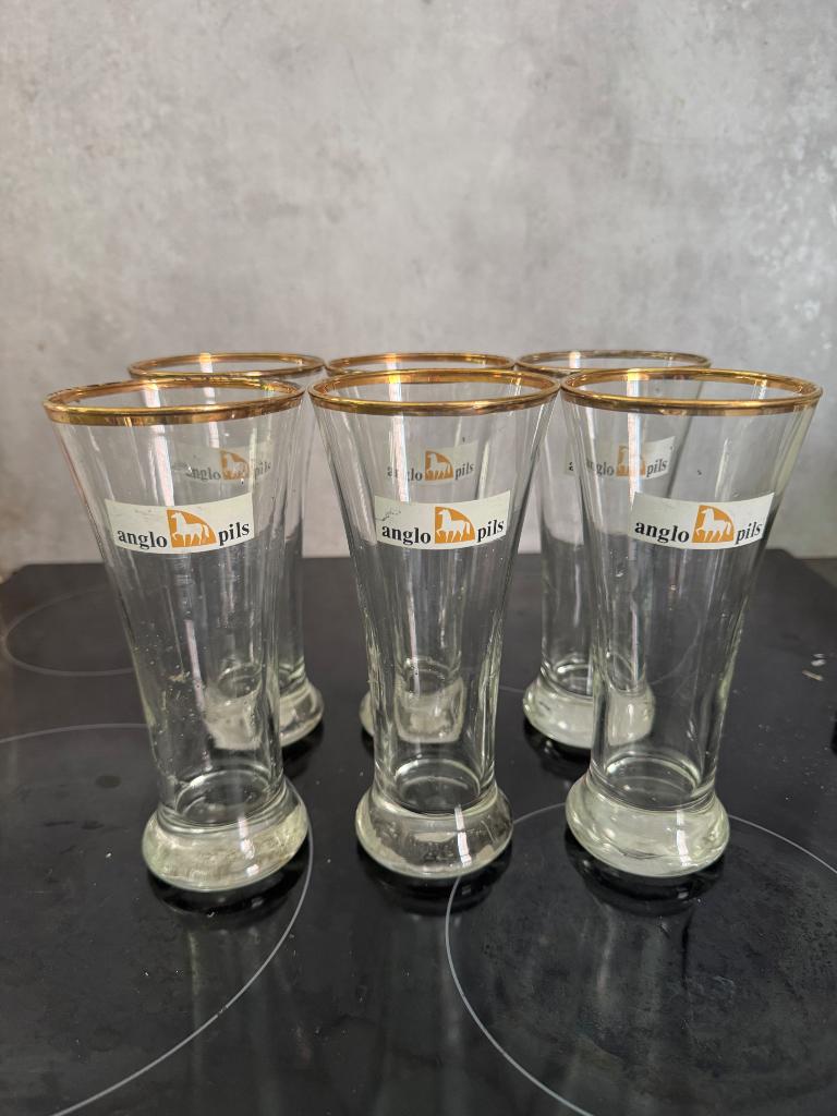 12 Bierglas Anglo, Belge Zulte, Verzamelen, Ophalen, Gebruikt, Gebruiksvoorwerp