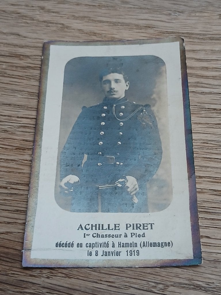 Abbl faire part de décès en captivé 1chasseurs a pieds, Collections, Envoi, Armée de terre, Photo ou Poster