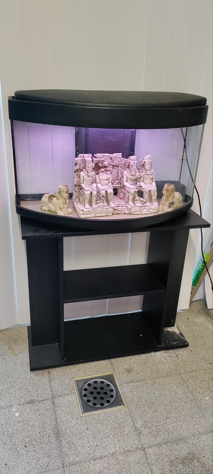 Aquarium 80 l + fournitures + armoire + pierres = 75 EUR, Enlèvement, Chauffage, Filter, Sera