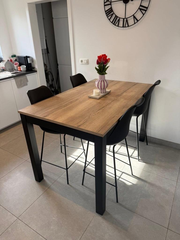 Table à manger haute + 6 chaises, Maison & Meubles, 150 à 200 cm, Cinq personnes ou plus, Comme neuf, Enlèvement