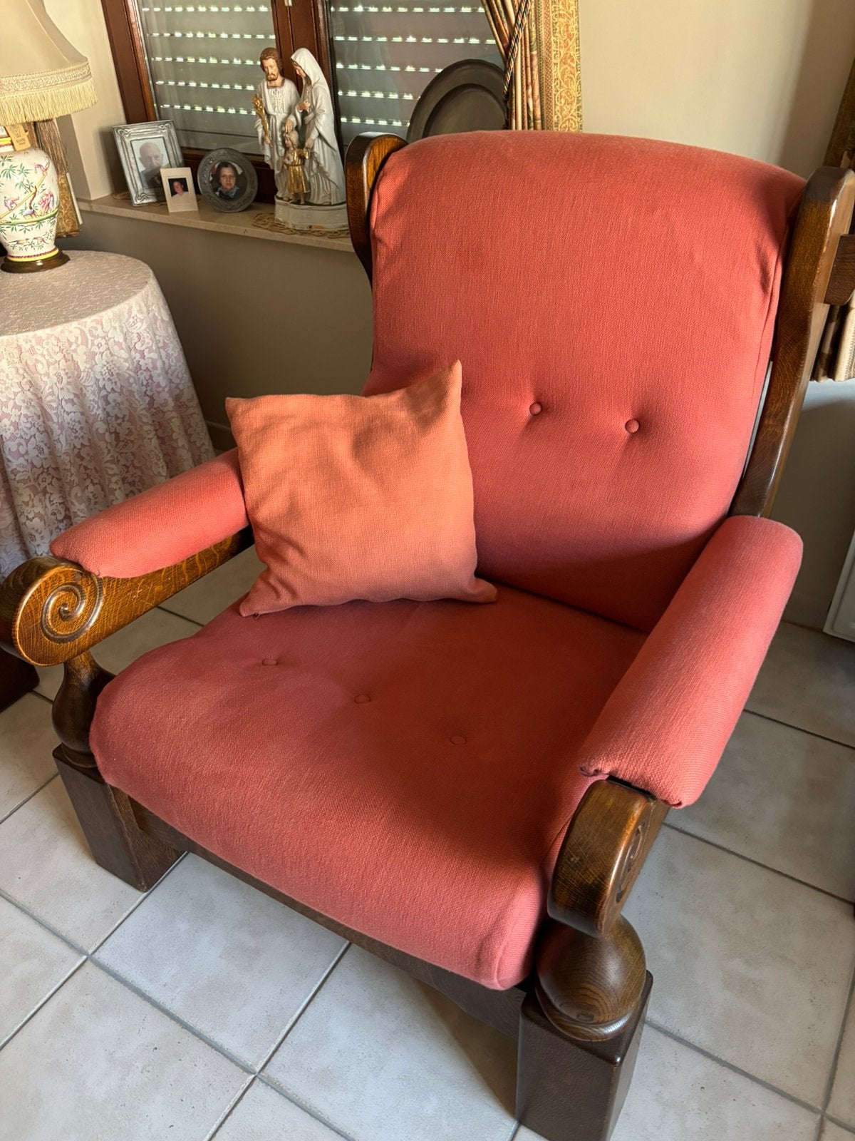 Klassieke rode fauteuil in zeer goede staat, Ophalen, Zo goed als nieuw