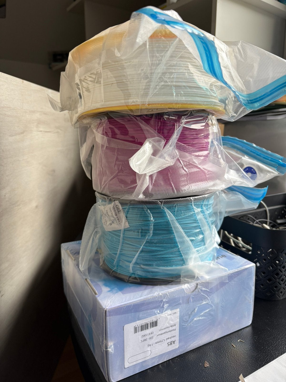 ABS filament, Ophalen, Zo goed als nieuw, Filamentrollen