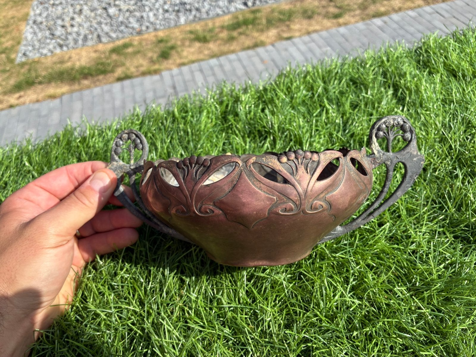 Coupe art nouveau WMF début 20ème siècle, Enlèvement, Cuivre