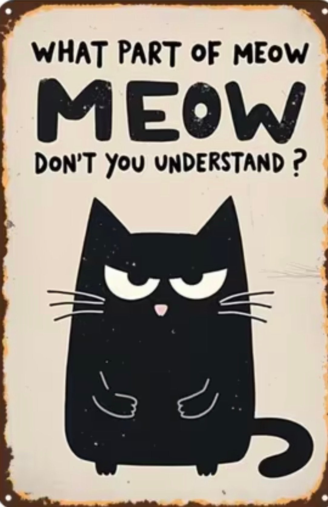 Panneau pub en métal Meow cat funny - rétro vintage mancave, Maison & Meubles, Enlèvement ou Envoi, Neuf