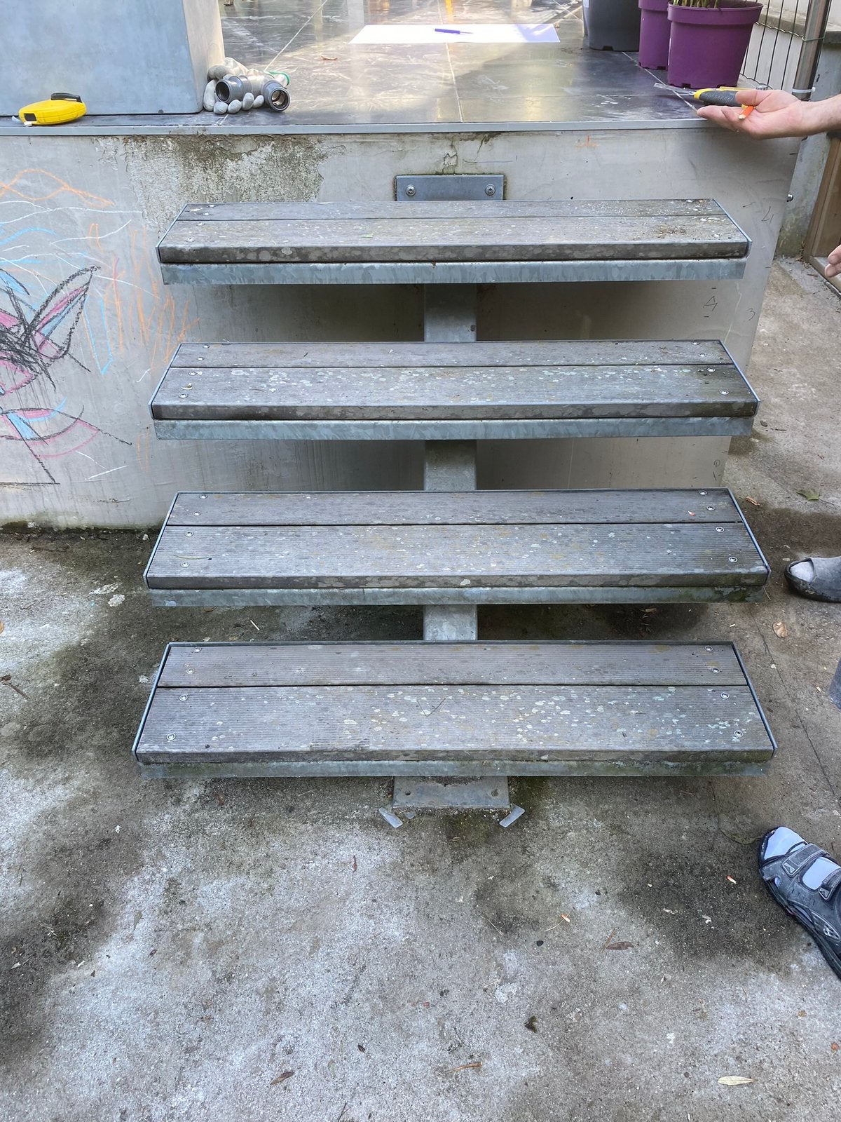 Buitentrap metaal 4 tredes, Doe-het-zelf en Bouw, Ladders en Trappen, Ophalen, Zo goed als nieuw, Trap, Minder dan 2 meter