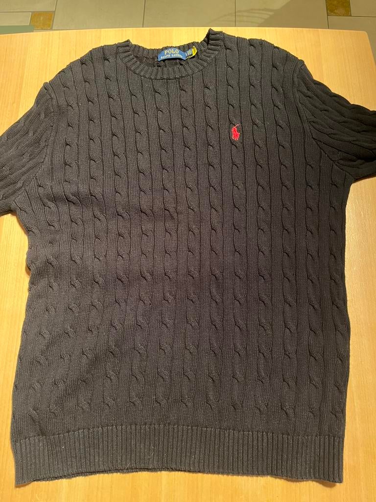 Ralph Lauren cableknit, Envoi, Comme neuf, Taille 52/54 (L), Noir