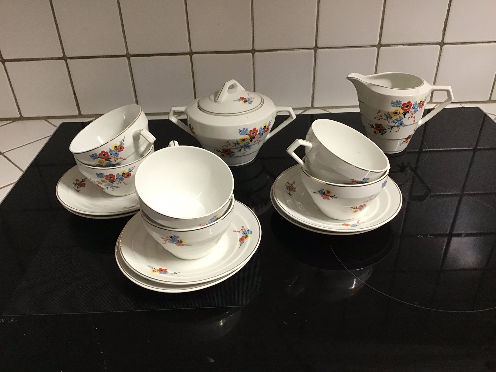 Service à café vintage, pot à lait art déco, sucrier, Antiquités & Art, Enlèvement ou Envoi