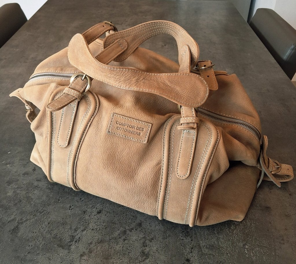 Lederen damestas Comptoir des Cotonniers (geitenleer), Enlèvement, Utilisé, Brun, Sac à main
