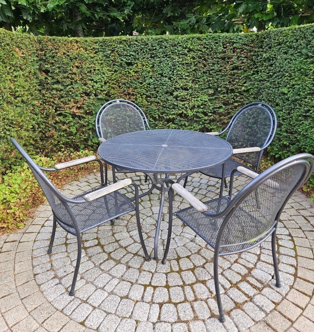 Tuinset metaal met 4 stoelen, Tuin en Terras, Tuintafels, Ophalen, Rond, Metaal