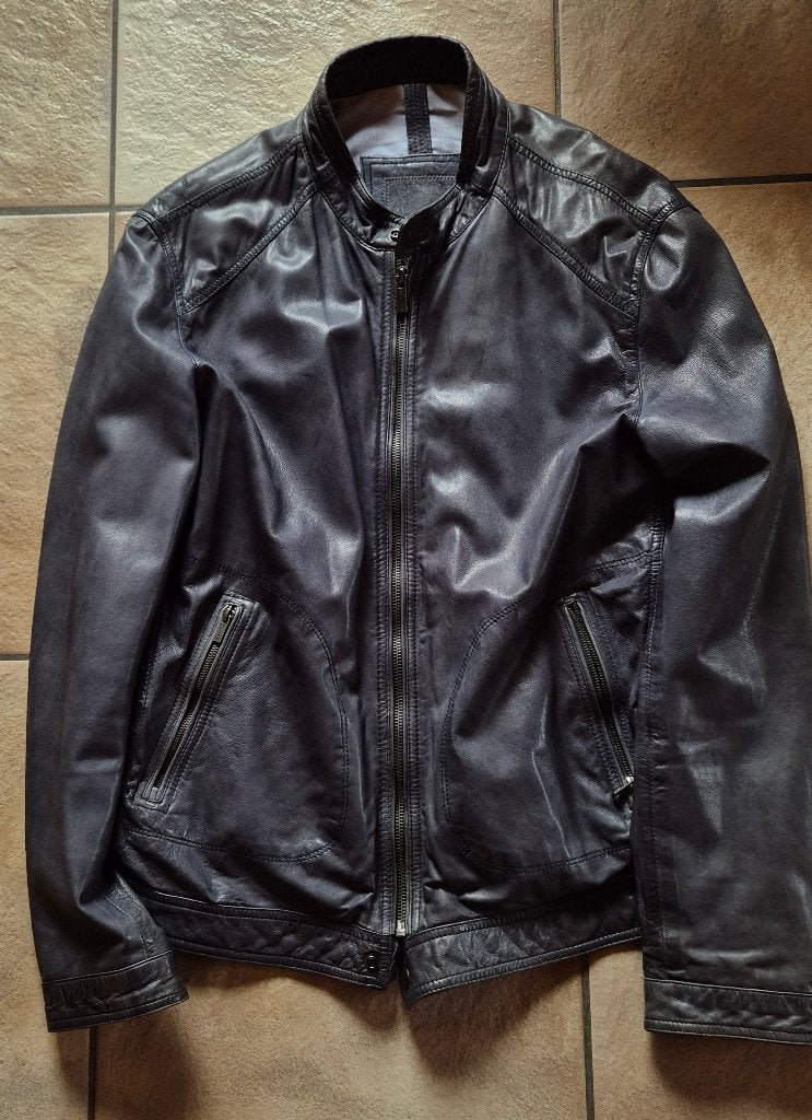 Lederen jas grijs Massimo Dutti (maat 58/XXL), Maat 56/58 (XL), Ophalen of Verzenden, Zo goed als nieuw, Massimo Dutti