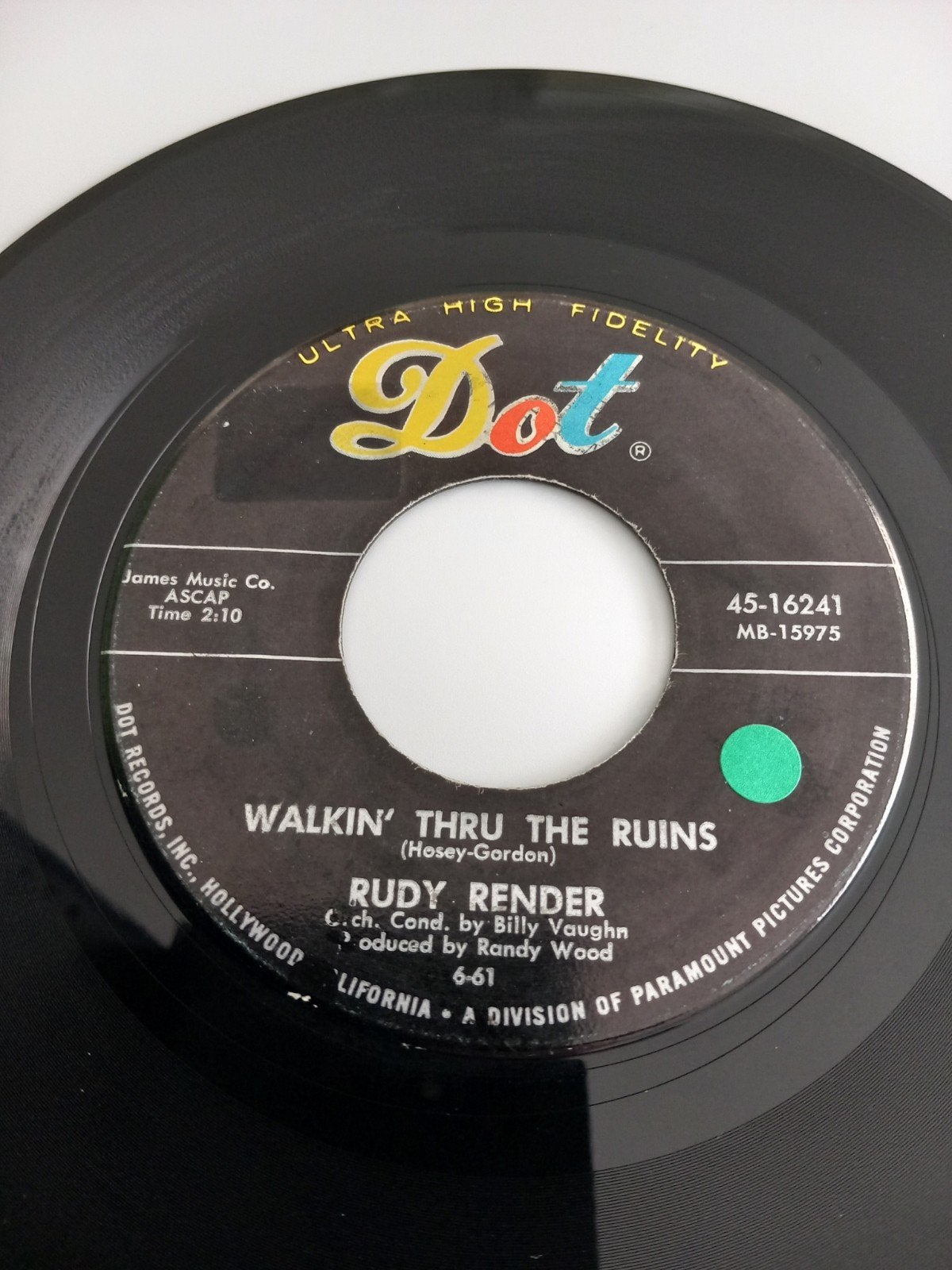 RUDY RENDER. WALKIN THRU THE RUINS. ROCK 60S USA 45T