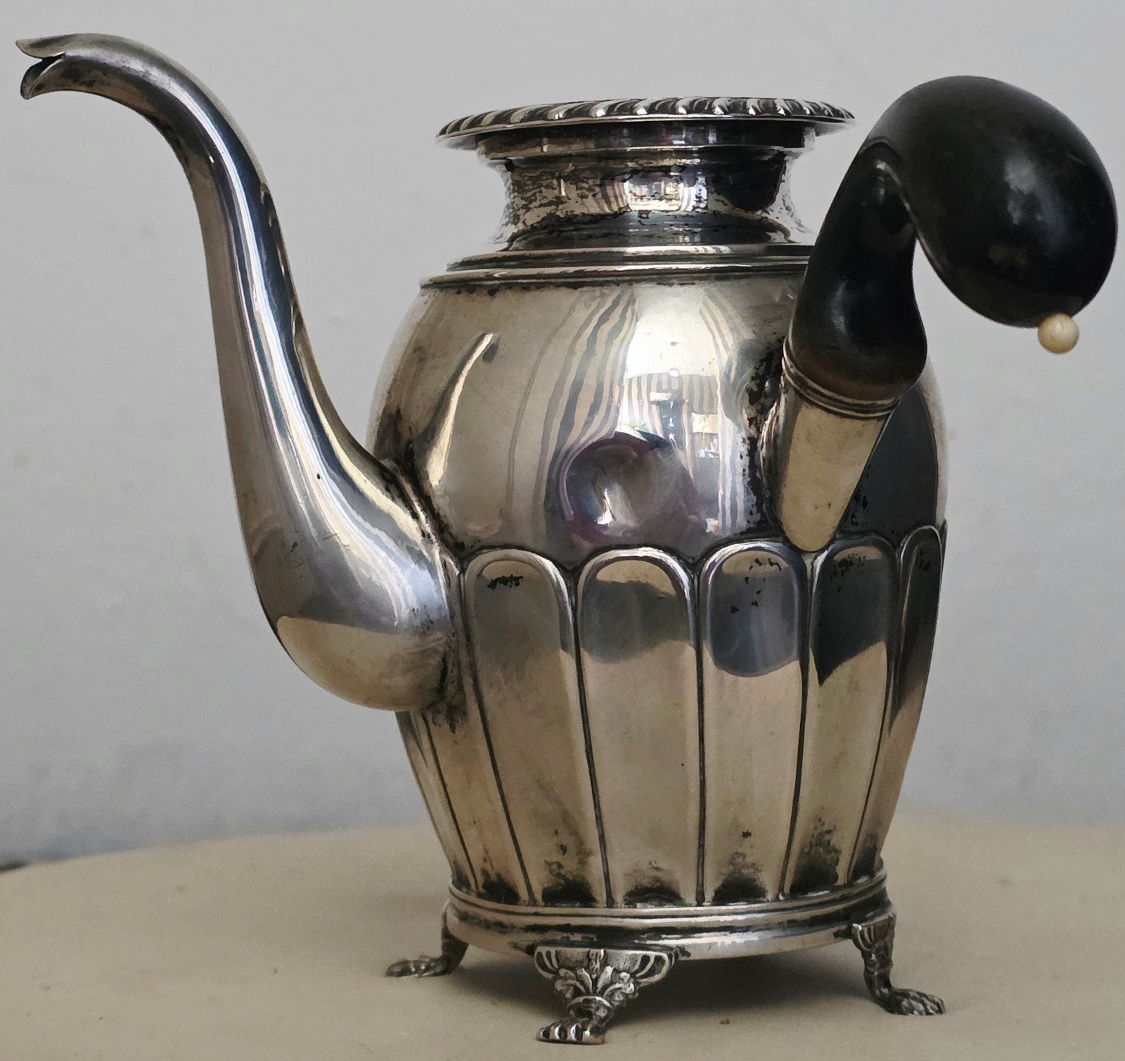 Antieke zilveren kan met houten handvat, Zweden 19 eeuw, Antiek en Kunst, Ophalen of Verzenden, Zilver