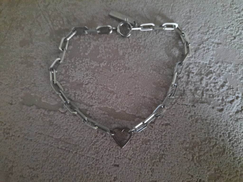 Zilverkleurig armbandje hartje, Bijoux, Sacs & Beauté, Bracelets, Enlèvement ou Envoi, Neuf, Argent, Acier