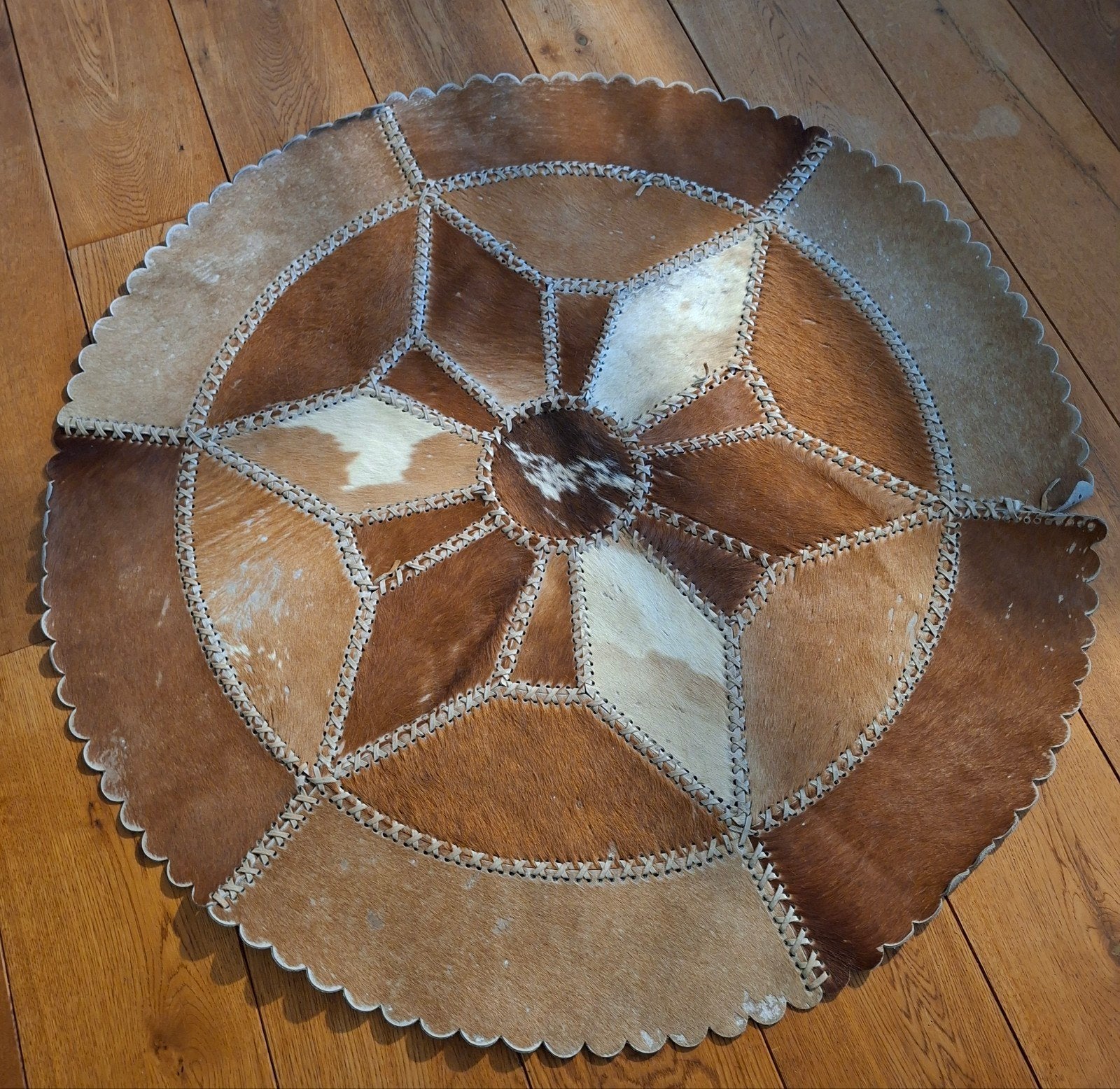 patchwork vloerkleed van dierenhuid, Huis en Inrichting, Ophalen, Gebruikt