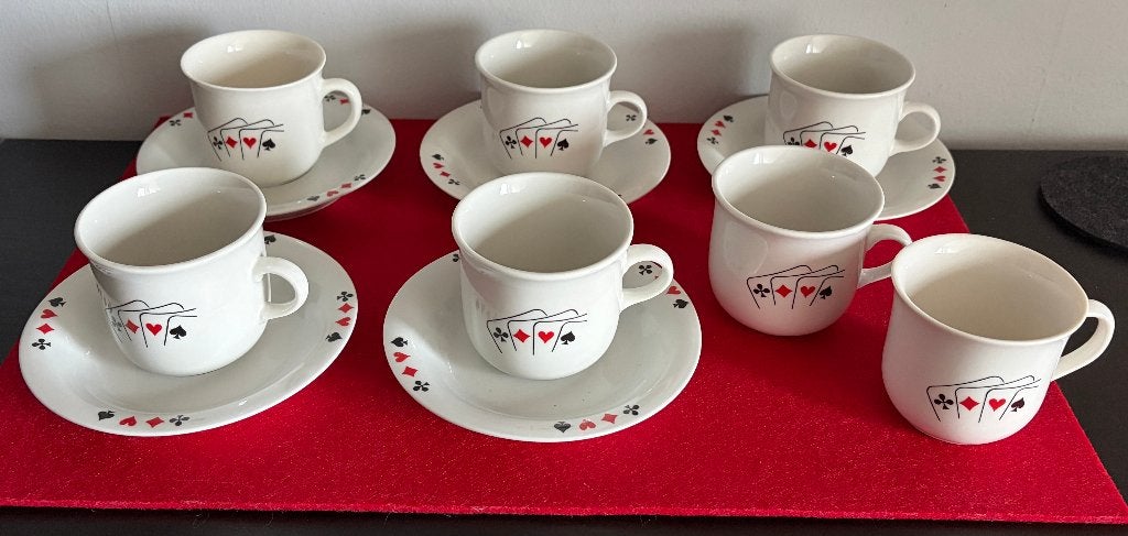 Service à Café Vintage - Thème Jeux de Carte, Enlèvement ou Envoi