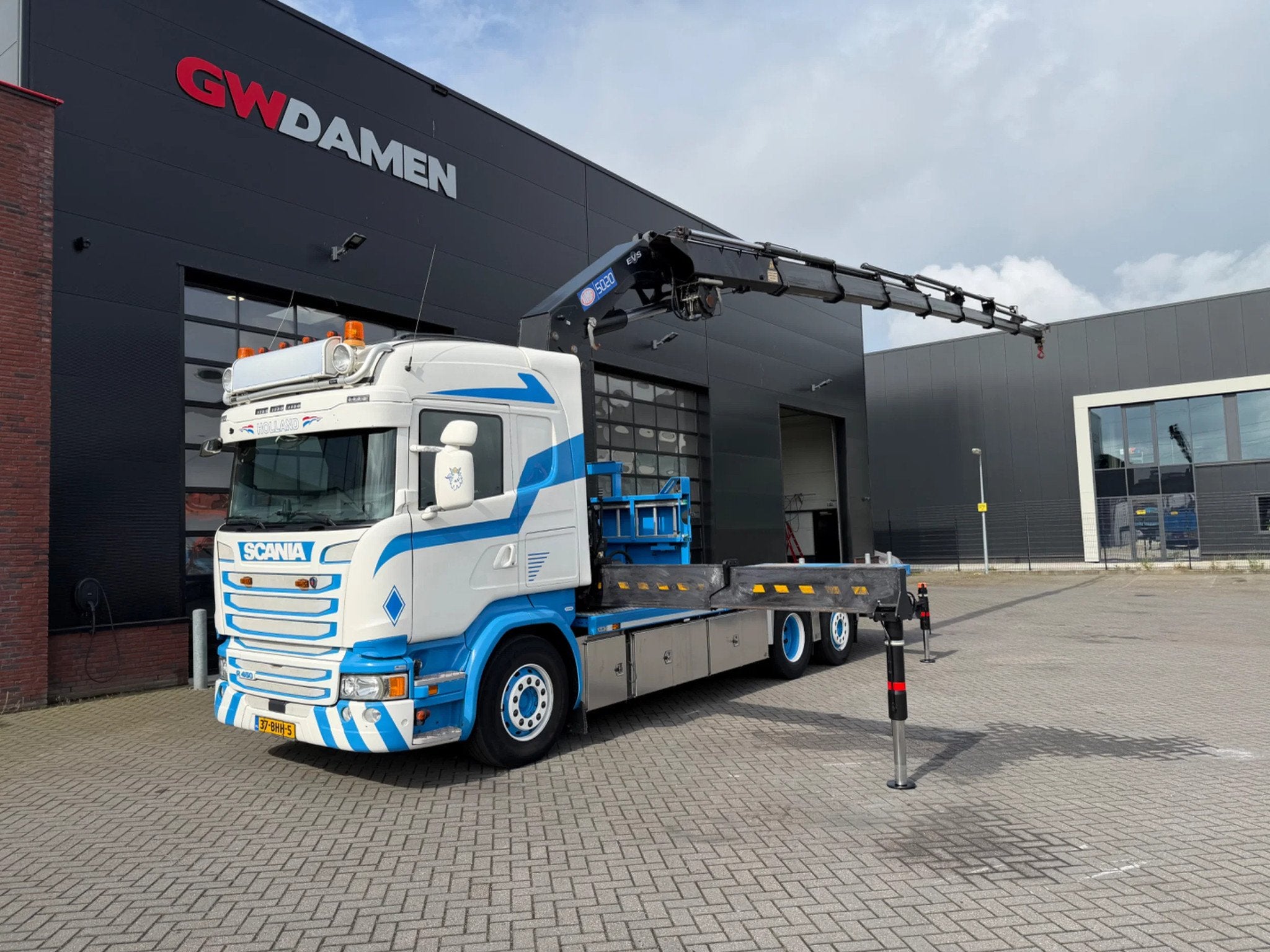 Scania R450 6x2 HMF 5020-K7+2 ,Winch Euro 6, Autos, Camions, Cuir, Achat, Euro 6, Scania