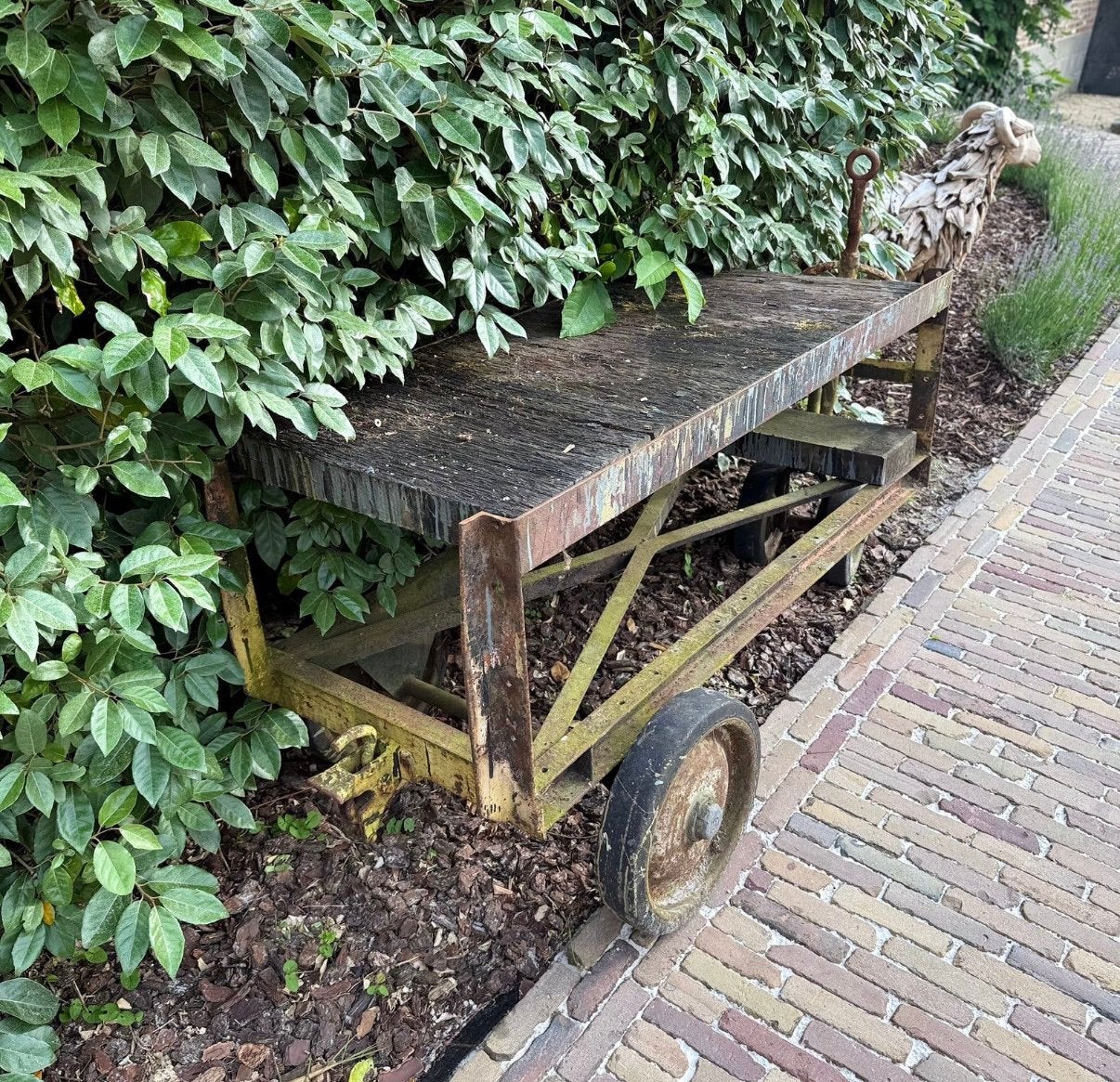 Oude industriële transportkar / vintage magazijnkar, Doe-het-zelf en Bouw, Ophalen, Zo goed als nieuw, Transportkar