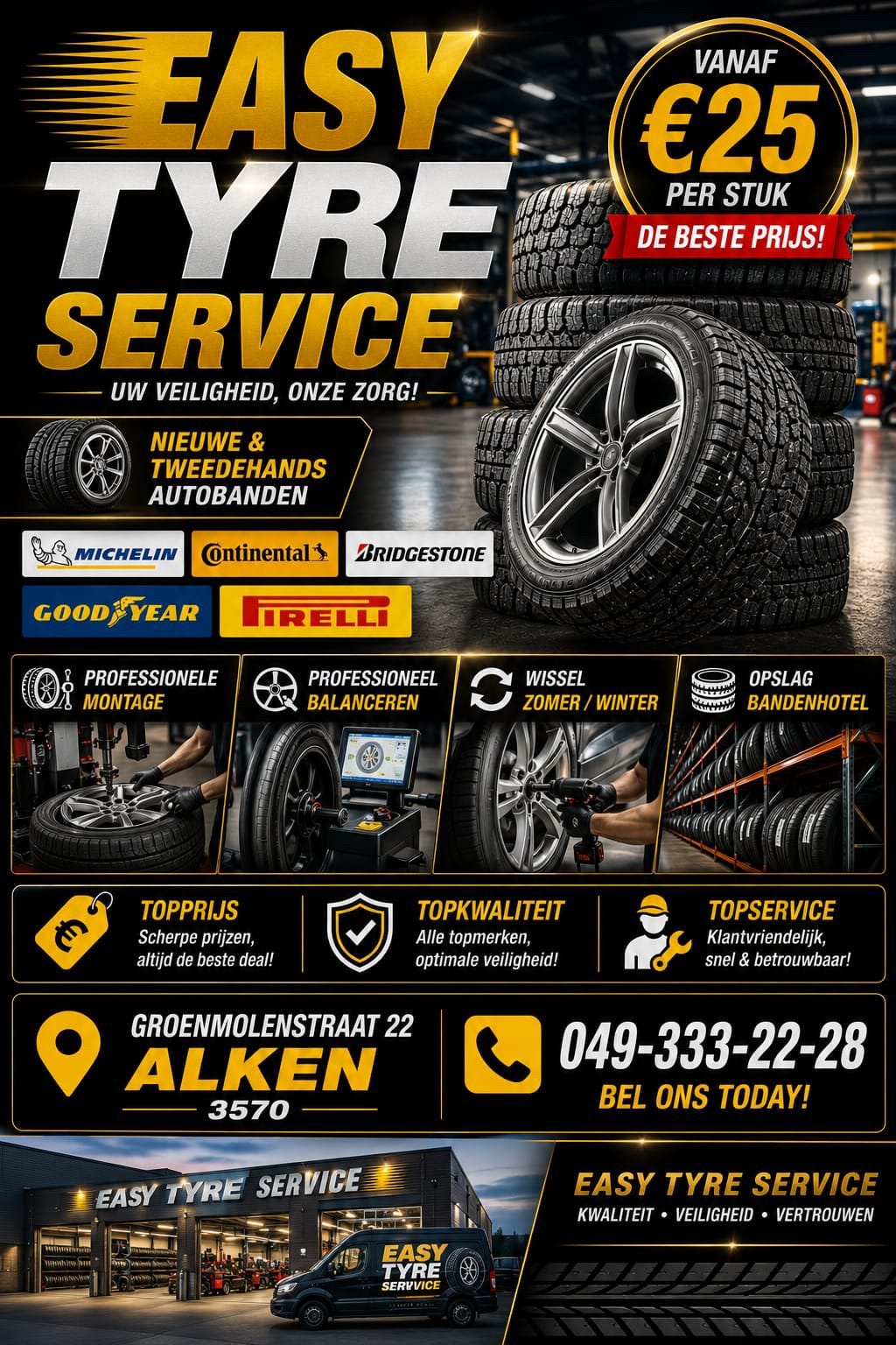 Easy Tyre Service  Topkwaliteit • Topprijs • Topservice ️, Ophalen of Verzenden, Voor
