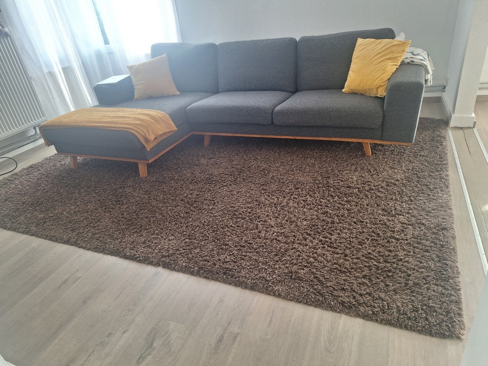 Groot Shaggy Vloerkleed 240 x 340 cm – Taupe Bruin, Ophalen, Bruin