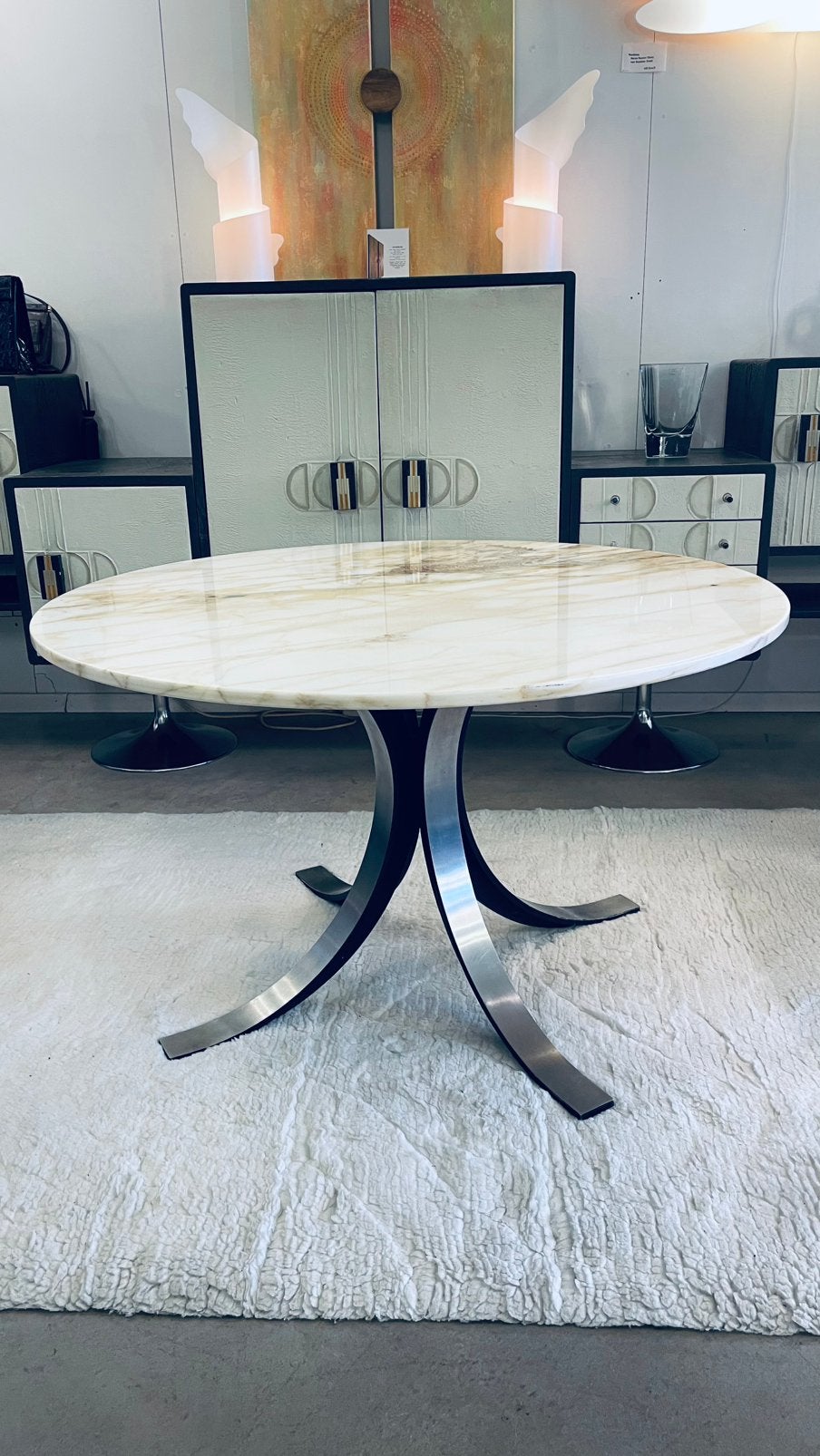 Table ronde vintage en marbre, Enlèvement, Comme neuf