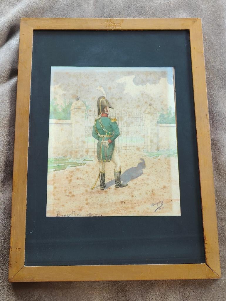 Zeldzame aquarel 1910 Bucquoy Eugène-Louis ( 1879 - 1958 ), Ophalen of Verzenden