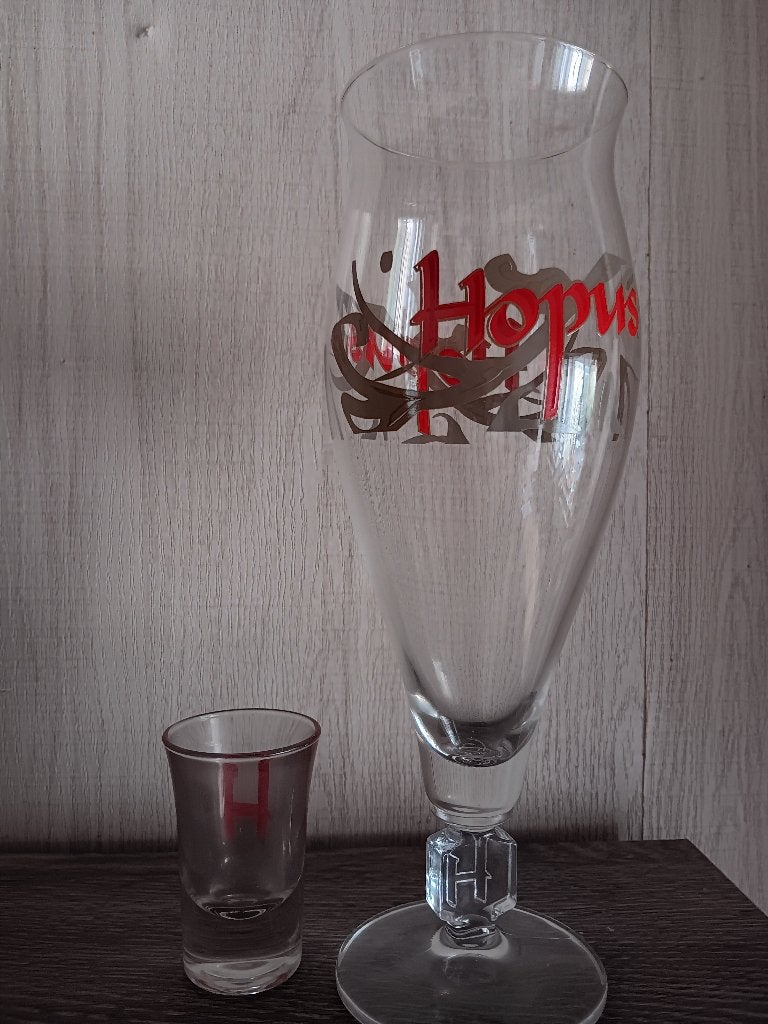 Hopus bierglas met shot, Ophalen of Verzenden, Zo goed als nieuw, Glas of Glazen, Overige merken