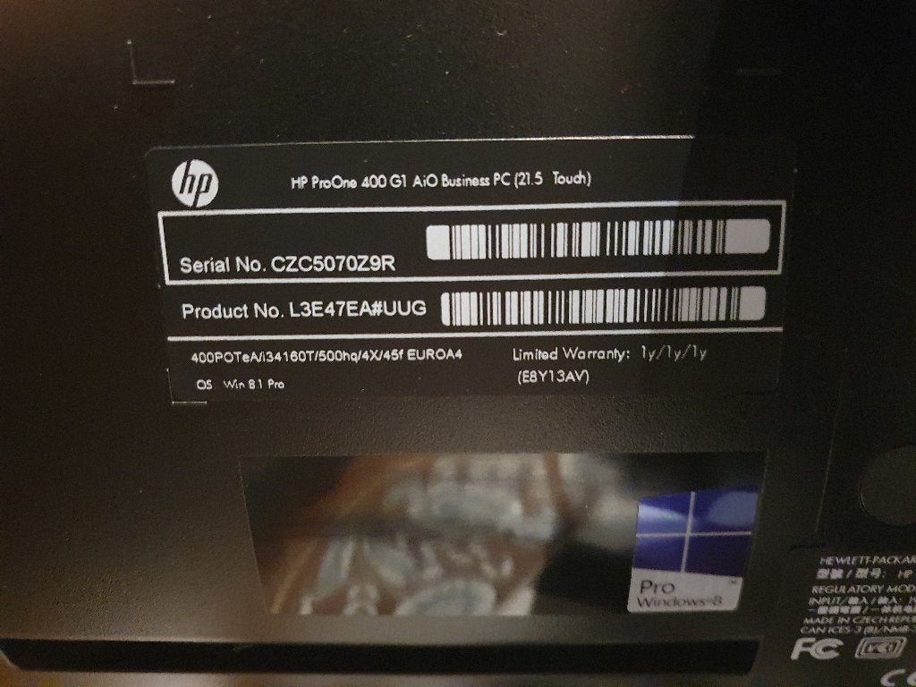 Ordinateur tout-en-un HP ProOne 400 G1 21,5 pouces Touch, Enlèvement, Utilisé, HP