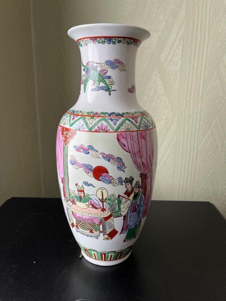 decoratieve Chinese porseleinen vaas famille-rose-stijl, Ophalen of Verzenden